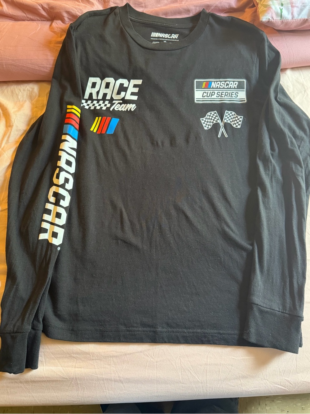 NASCAR unisex' Black Long-Sleeve Race Team Tee